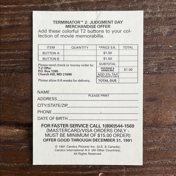 Terminator 2 Collector's Buttons - Picture 2 of 2